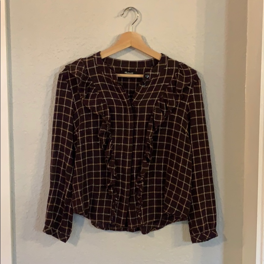 Madewell - button up ruffle top